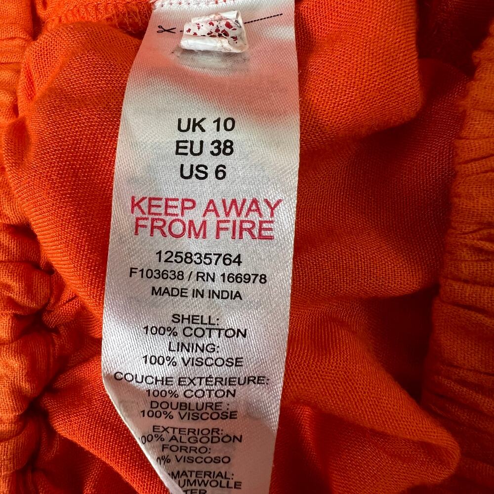 Topshop Orange Maxi Skirt US 6 Cotton Viscose Elastic Waist Lined Skirt - Picture 4 of 8